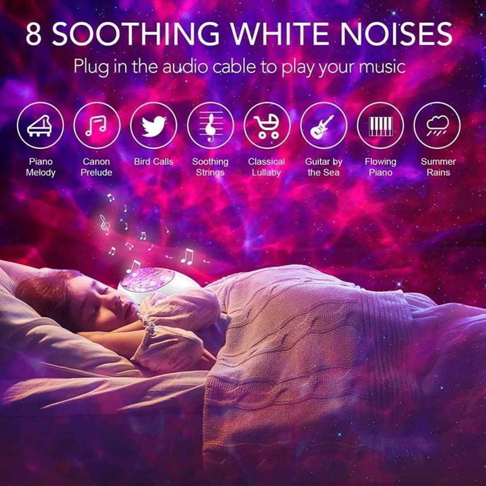 3-in-1 Galaxy Night Light with White Noise- USB Powered