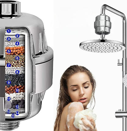 15 Stages Shower Filter High Output Shower Head Filter for Hard Water Improves Skin Condition