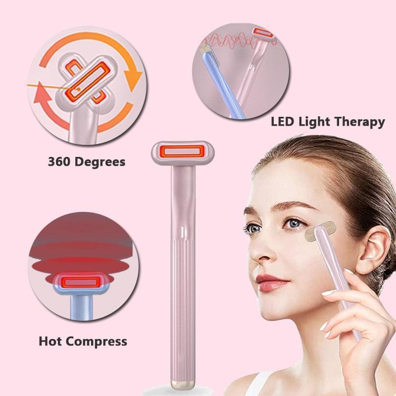 2022 New Upgraded 360 Degrees Rotary Eye Massage Therapeutic Warmth Face Massage Red LED Light 5-in-1 Skincare Tool Wand