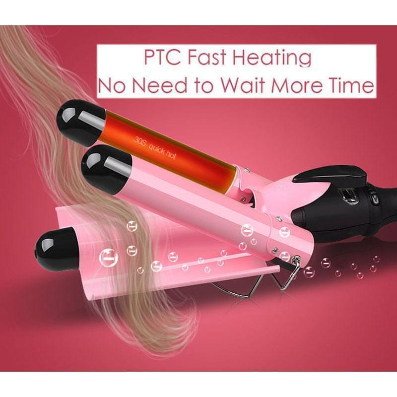 3 Barrel Hair Curling Iron Wand With LCD Temperature Display