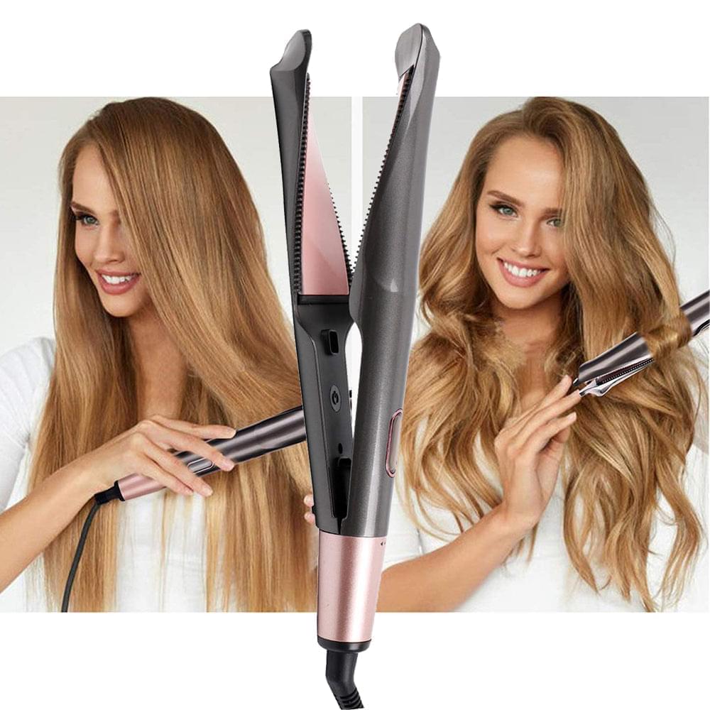 2 in 1 Electric Hair Straightener Ceramic Curling Wand Iron Curler