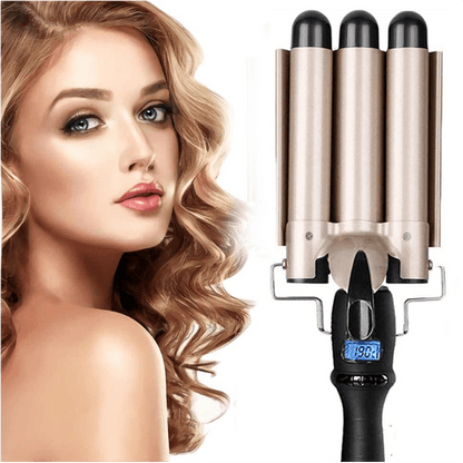 3 Barrel Hair Curling Iron Wand With LCD Temperature Display