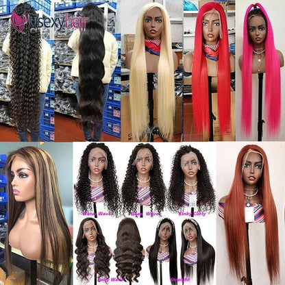 30 32 34 36 38 40 50 inch Human Hair Wigs For Black Women Straight Deep Wave Virgin Raw Indian Hair Long Lace Front Wigs