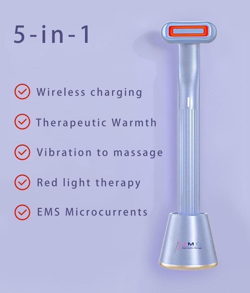 2022 New Upgraded 360 Degrees Rotary Eye Massage Therapeutic Warmth Face Massage Red LED Light 5-in-1 Skincare Tool Wand