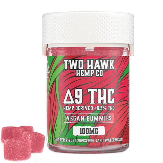 Two Hawk Hemp Co. - Delta 9 Edible - Vegan Gummies - Watermelon - 20 Count