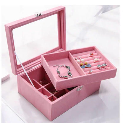 Large Capacity Jewelry Box Double Layer Flannel Box