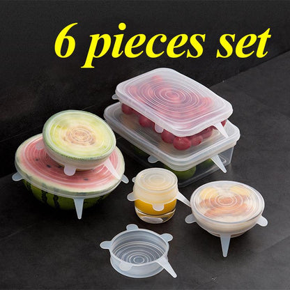 6/12pcs Silicone Stretch Lids Universal Lid Silicone Bowl Pot Lid Silicone Cover Pan Cooking Food Fresh Cover Microwave Cover