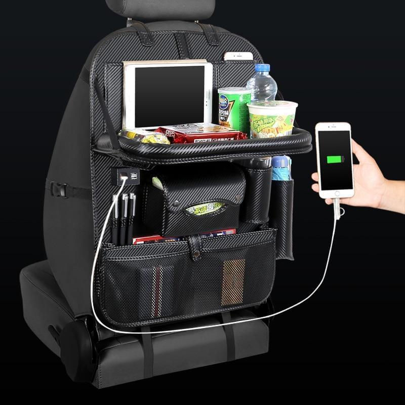 4 USB Charger Phone Pad Chair Storage Car Back Seat Bag Folding Table Organizer Bags Pocket Box Travel Stowing Tidying