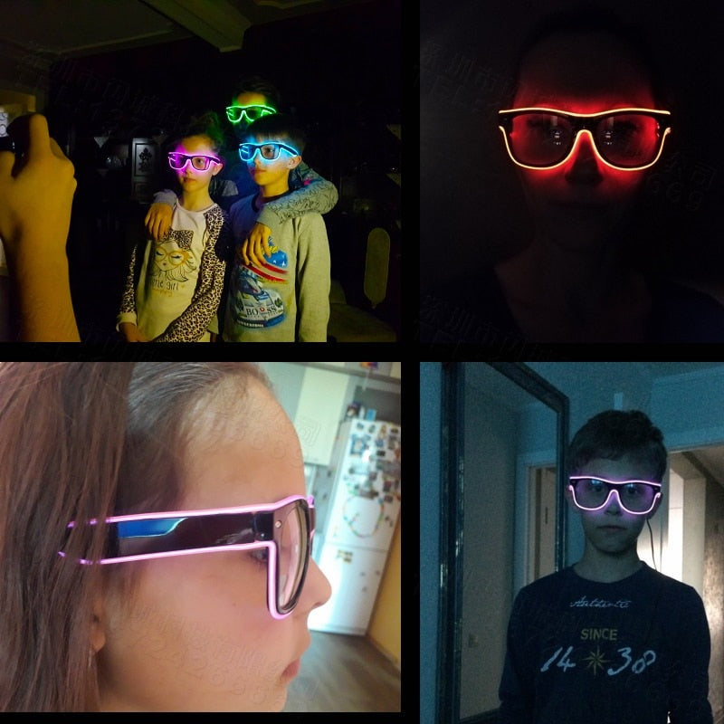 Voice control EL Wire LED Glasses Glowing Party Supplies Lighting Novelty Gift Bright Light Festival Party Glow Sunglasses