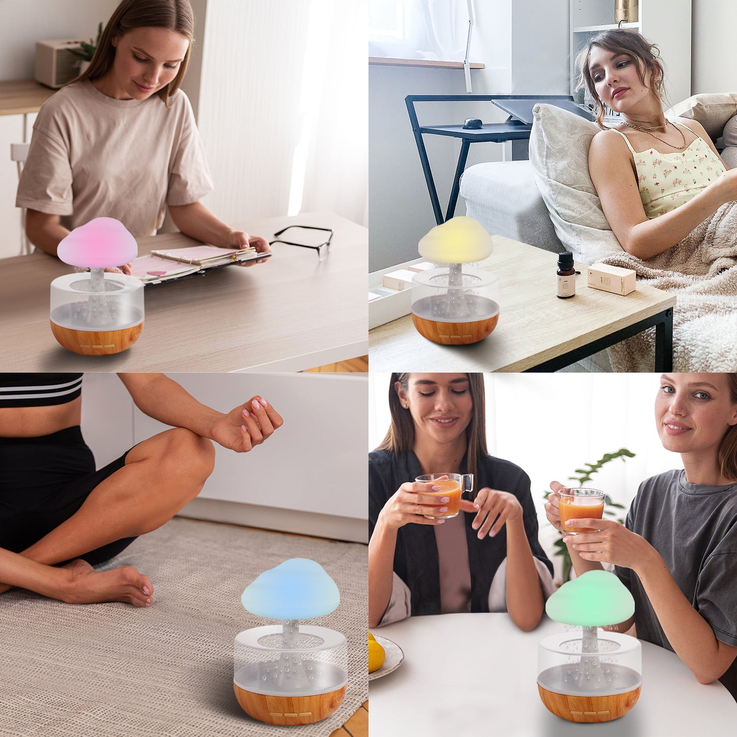 Raining Cloud Humidifier With Night Light Aromatherapy Essential Oil Diffuser Micro Humidifier Relaxing Mood Water Drop Sound For Home