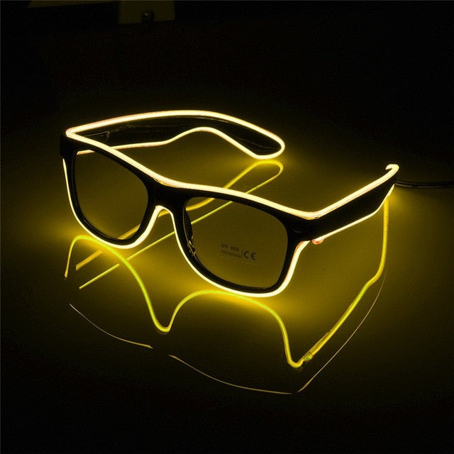 Voice control EL Wire LED Glasses Glowing Party Supplies Lighting Novelty Gift Bright Light Festival Party Glow Sunglasses