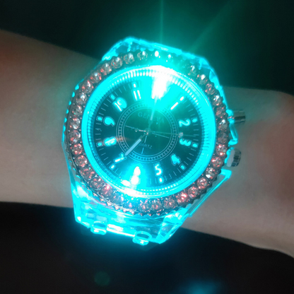 Luminous Personality Rhinestone Led Fashion Quartz Watches Couple Watch