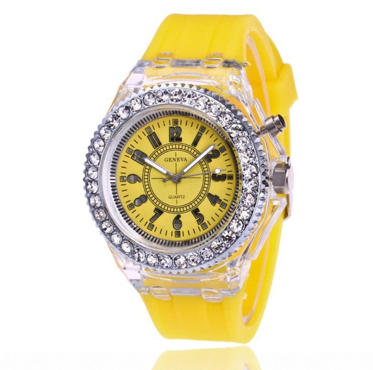 Luminous Personality Rhinestone Led Fashion Quartz Watches Couple Watch