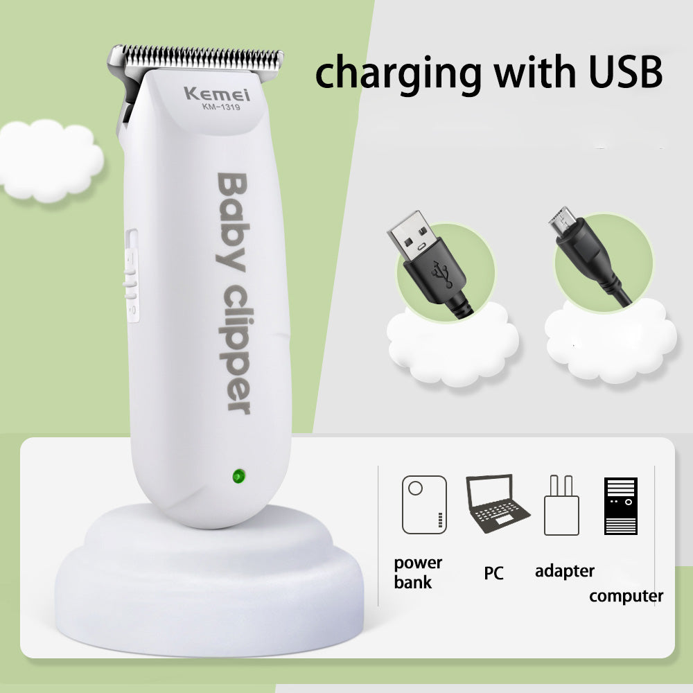 KEMEI 1319 Electric USB Baby Hair Trimmer Mini Portable Hair Clipper Kid Hair Cutting Rechargeable Quiet Infant household Shaver