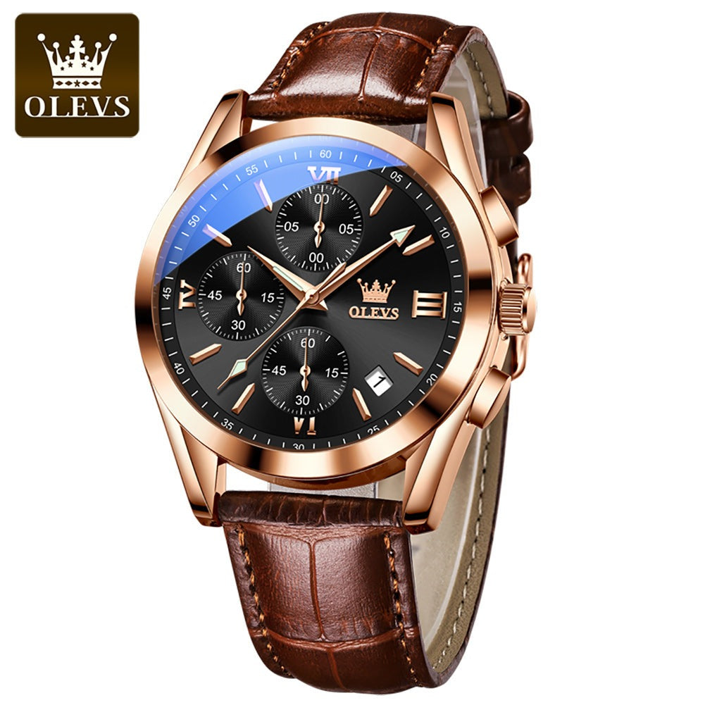 olevs 2872 New Hot factory Fashion Custom Logo Business high-grade Classic Tourbillon Leather Waterproof Men's Quartz watches