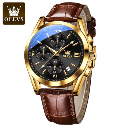 olevs 2872 New Hot factory Fashion Custom Logo Business high-grade Classic Tourbillon Leather Waterproof Men's Quartz watches