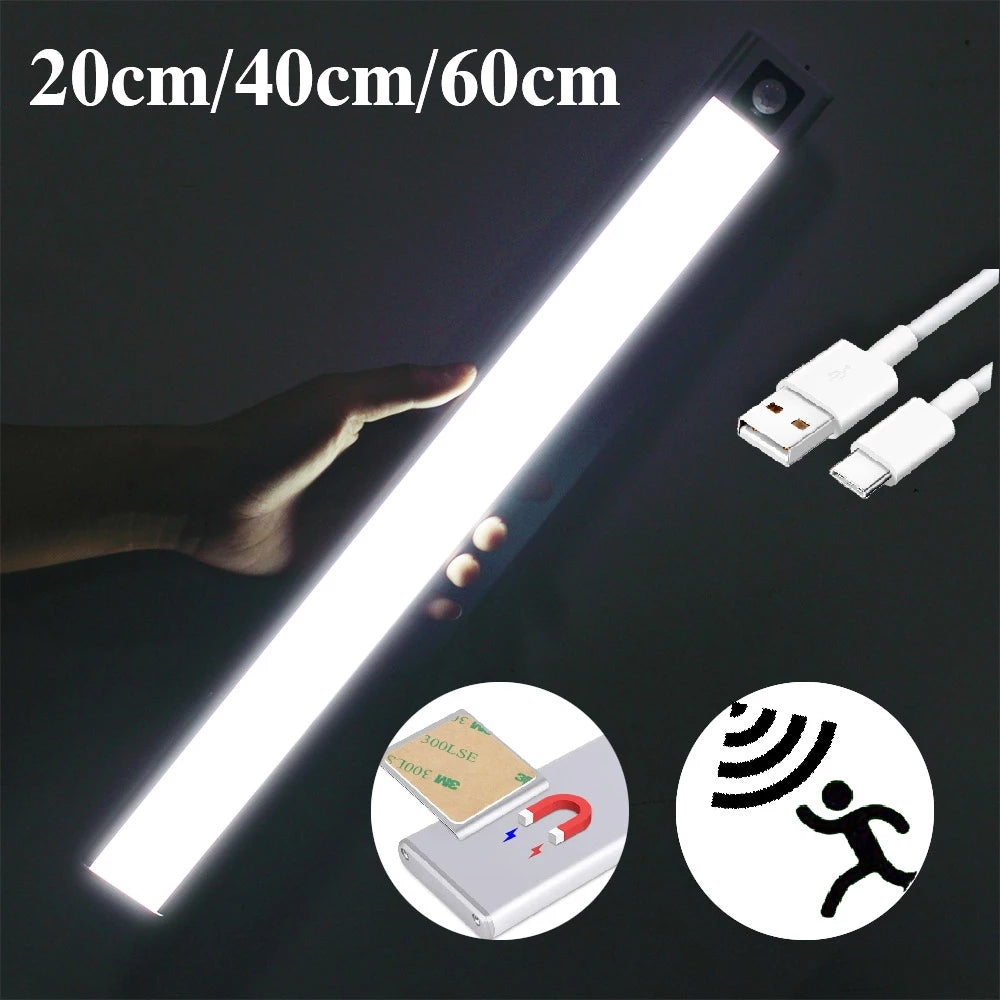 LED Cabinet Light Kitchen Lamp Ultra-Thin 20/40CM USB Rechargeable PIR Motion Sensor Closet Wardrobe Lamp Aluminum Night Light