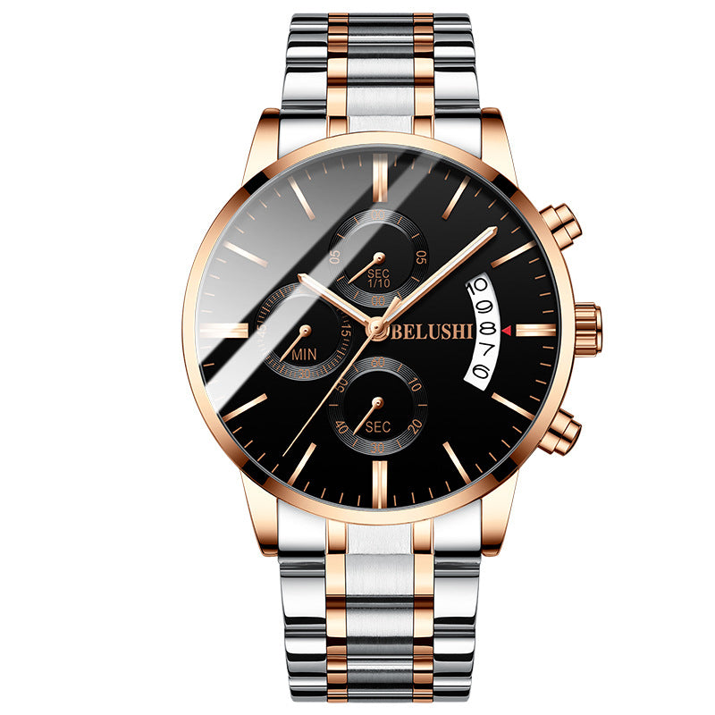 stainless steel luxury leather waterproof quartz oem brand hands wristwatches custom logo wrist mens watch