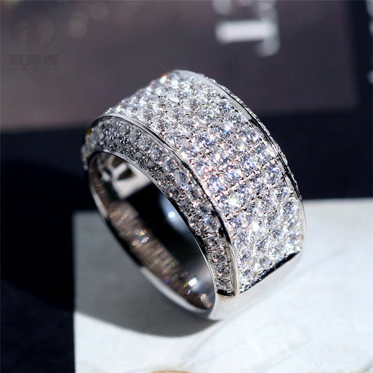 Hiphop Rock Style 18K White Gold Jewelry Ring Unisex Origin 3 Carat Moissanite Gemstone Pave Setting Engagement Rings