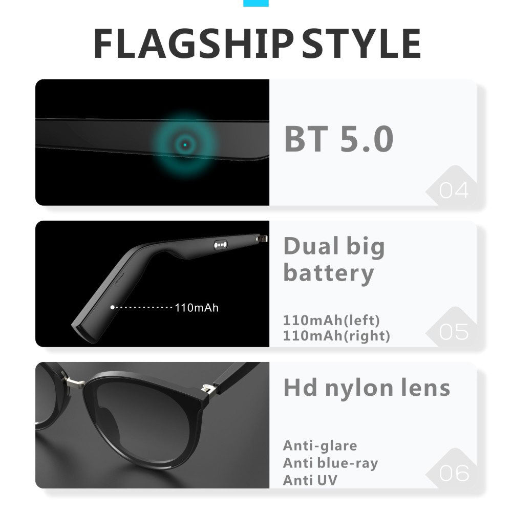 Fashion Sunglasses Newest 2020 Bluetooth Glasses Calling Smart Sunglasses with TWS Headphone