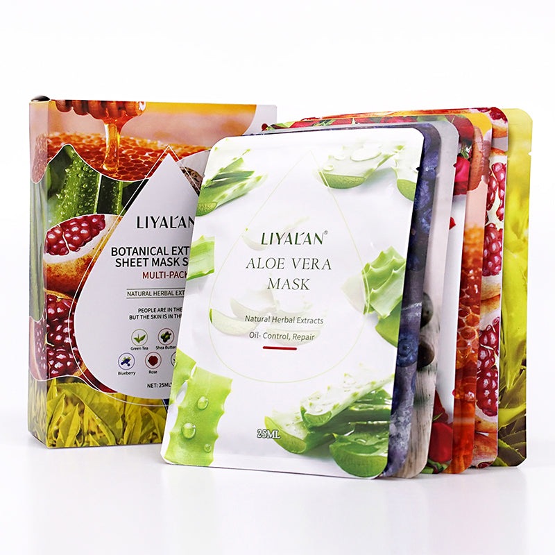 Beauty Mascarillasl Facial Skin Oil Control Whitening Face Skin Care Sheet Mask 7PCS Natural Plant Fruit Facial Mask