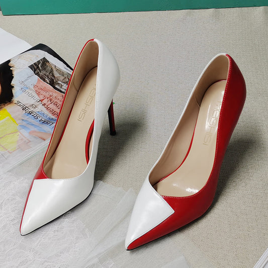 Goxeou Hot Sale High Quality Fashion Women High Heels Pumps Black Red Big Size Stiletto Shoes for Party Wedding Business Office