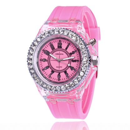 Luminous Personality Rhinestone Led Fashion Quartz Watches Couple Watch