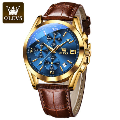 olevs 2872 New Hot factory Fashion Custom Logo Business high-grade Classic Tourbillon Leather Waterproof Men's Quartz watches