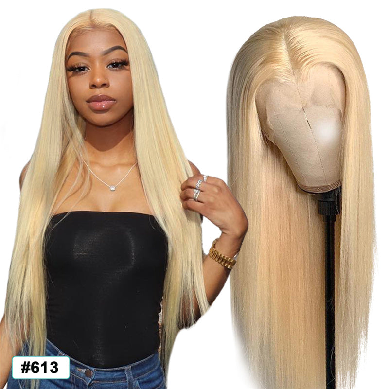 China 10a grade virgin peruvian very long ladies wig 613 blond transparent lace frontal t part human hair product wigs for women