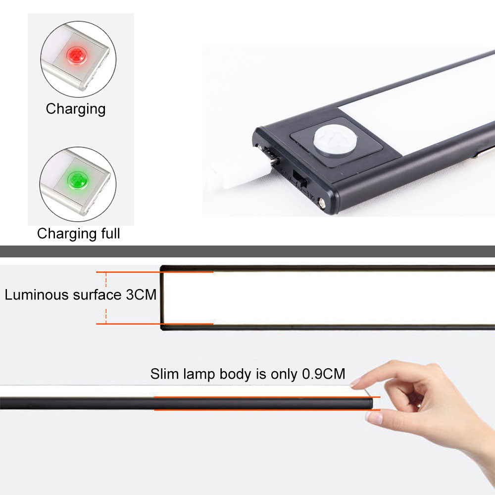 LED Cabinet Light Kitchen Lamp Ultra-Thin 20/40CM USB Rechargeable PIR Motion Sensor Closet Wardrobe Lamp Aluminum Night Light