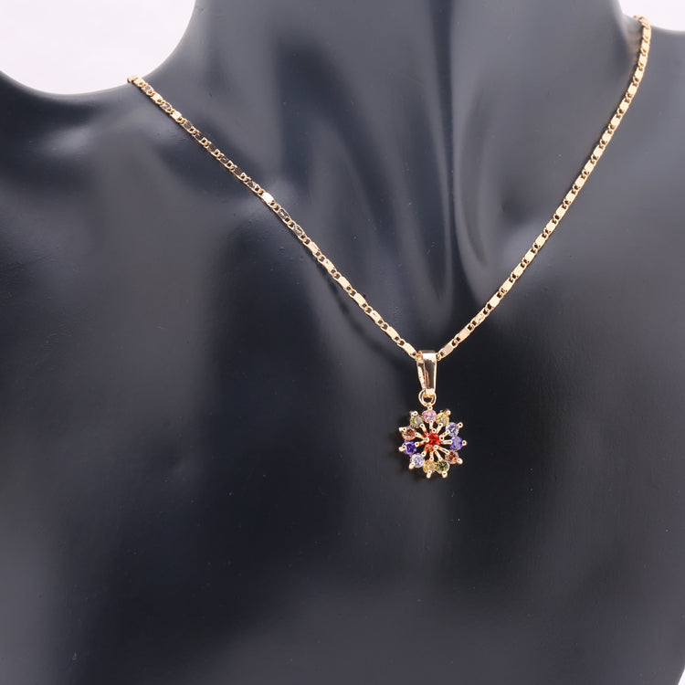 HD jewelry fashion flower 18k gold plated necklace pendant earring jewelry set for women