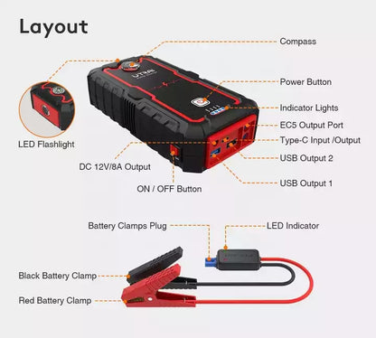 Utrai Car Jump Starter Power Bank Vehicle Booster Starting Device Emergency Tool 2000A Jumpstart Gasoline Diesel Cars Wholesale