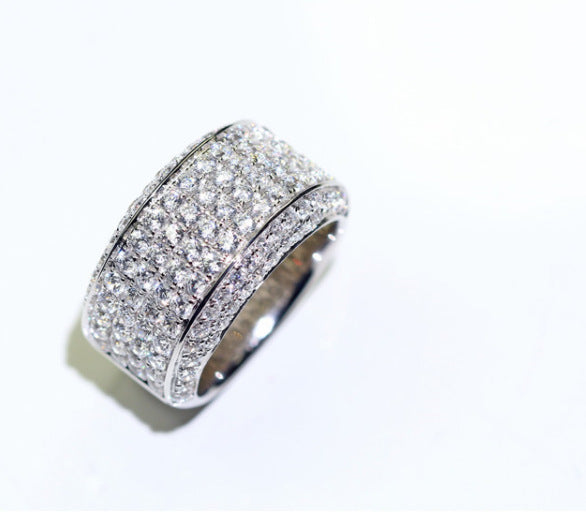 Hiphop Rock Style 18K White Gold Jewelry Ring Unisex Origin 3 Carat Moissanite Gemstone Pave Setting Engagement Rings