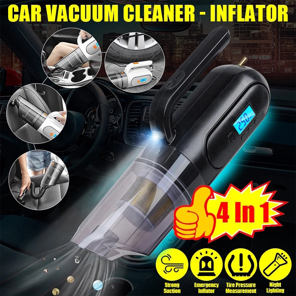 Multi-function 4 in 1 Vacuum Cleaner Pump Air Compressor Pump Four in One Car Washer Vacuum Cleaner with led light