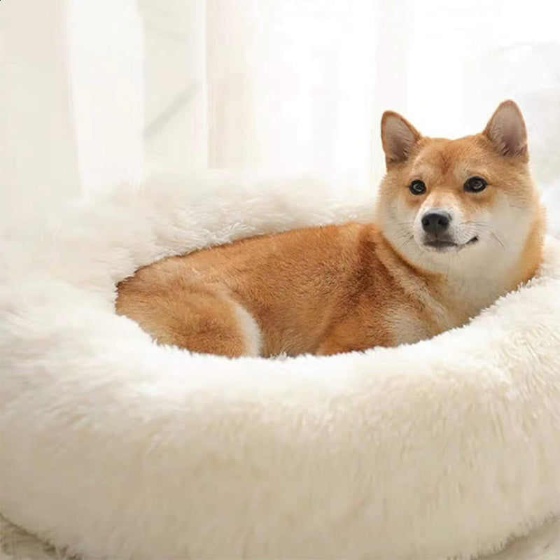 Pet Cats and Dogs Luxury Donut Bed Warm Soothing Joints Deepen Sleeping fluffy dog bed