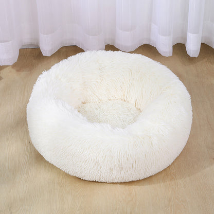 Pet Cats and Dogs Luxury Donut Bed Warm Soothing Joints Deepen Sleeping fluffy dog bed