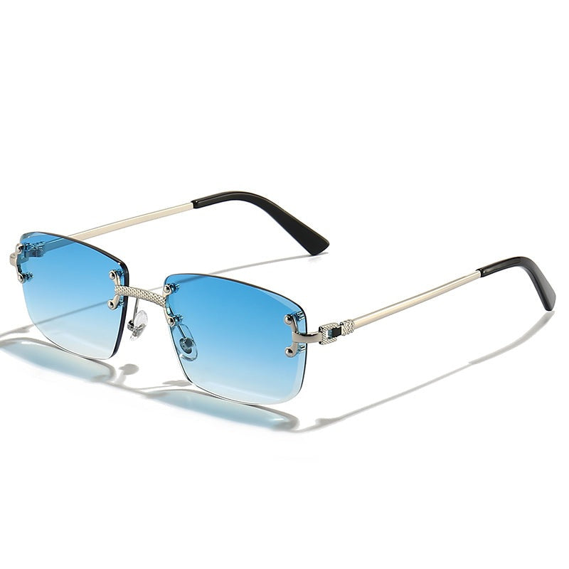 HBK Frameless trendy sunglasses 2023 luxury rectangle rimless sunglasses men women