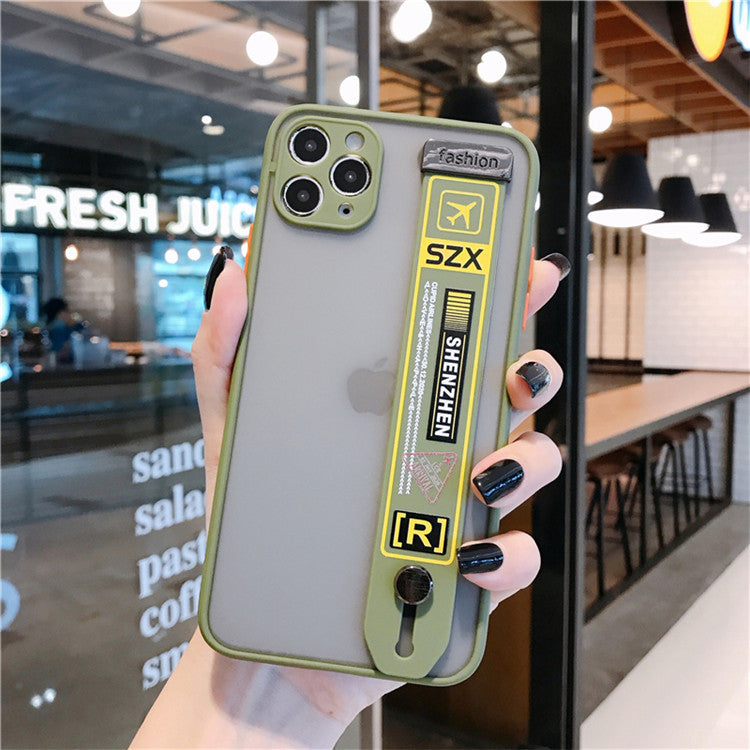 Air Ticket Camera Protection Matte Phone Case With Wrist Strap Holder for iPhone 13 12 11 Pro Max XR X XS Max SE 7 8 Cases