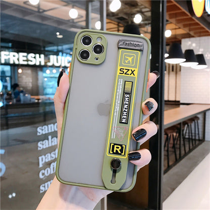 Air Ticket Camera Protection Matte Phone Case With Wrist Strap Holder for iPhone 13 12 11 Pro Max XR X XS Max SE 7 8 Cases