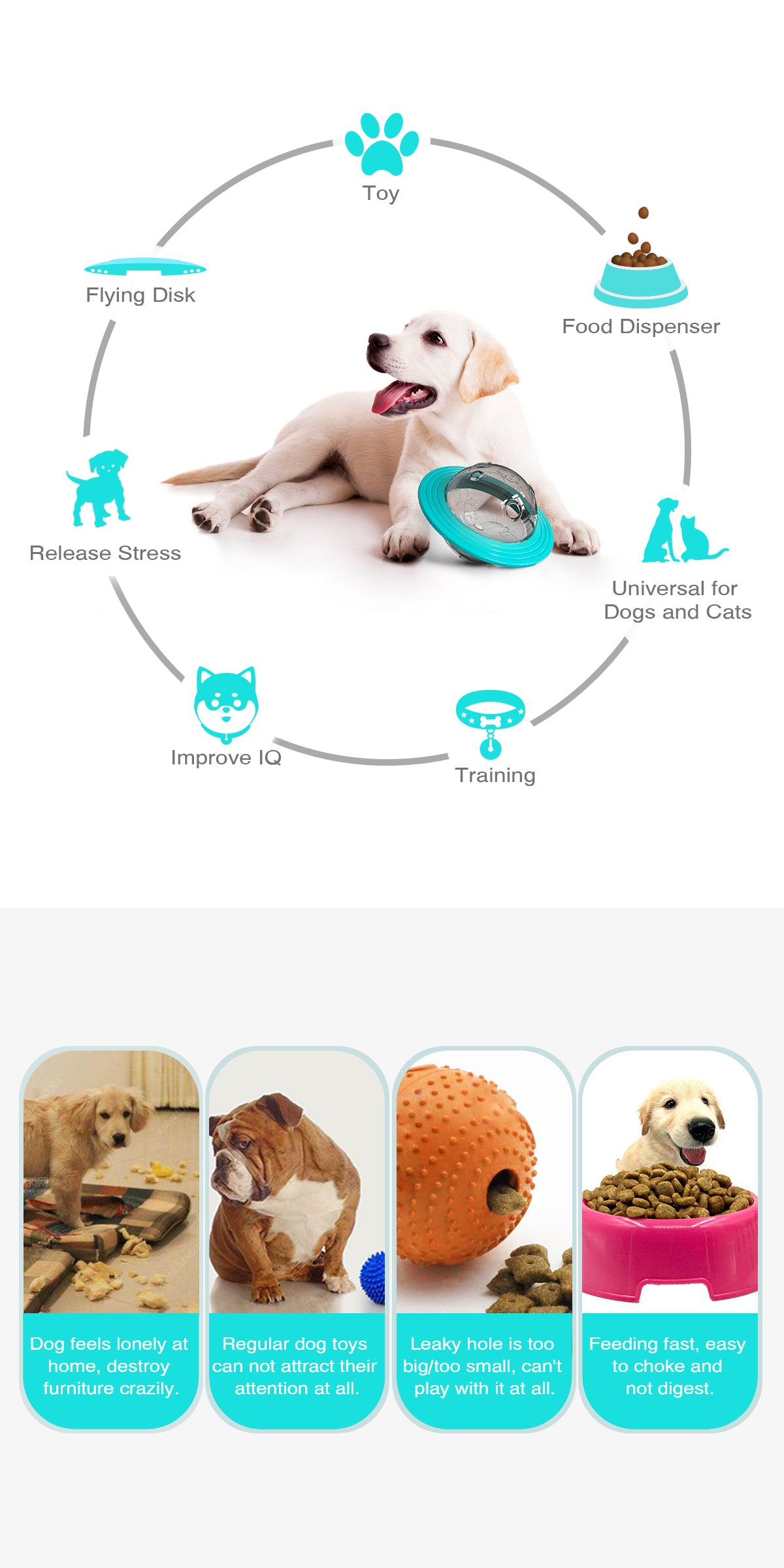 Hot Pet Supplies Dog interactive IQ training food leaky toys slow feeder UFO dog slow-eating toys for medium dogs slow feeder