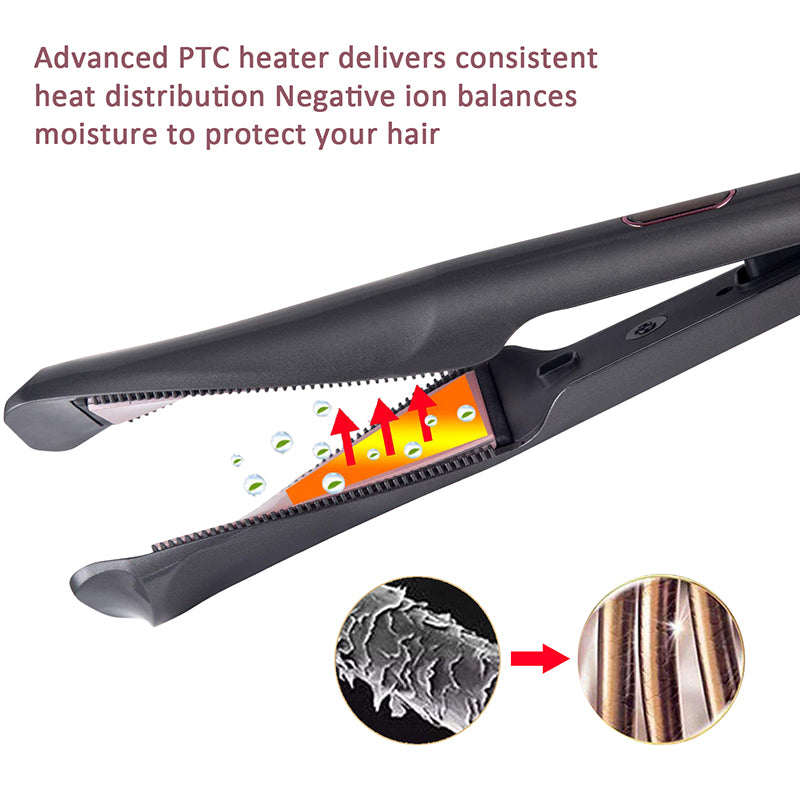 Ceramic 2 in 1 hair straightener oem factory top quality tourmaline led indicator fashion twisted hair straightener curler