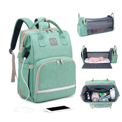 Diaper Bags with Crib Maternity Backpack with Changing Station Mattress Baby Essential Babi Bed Outdoor Travel Products