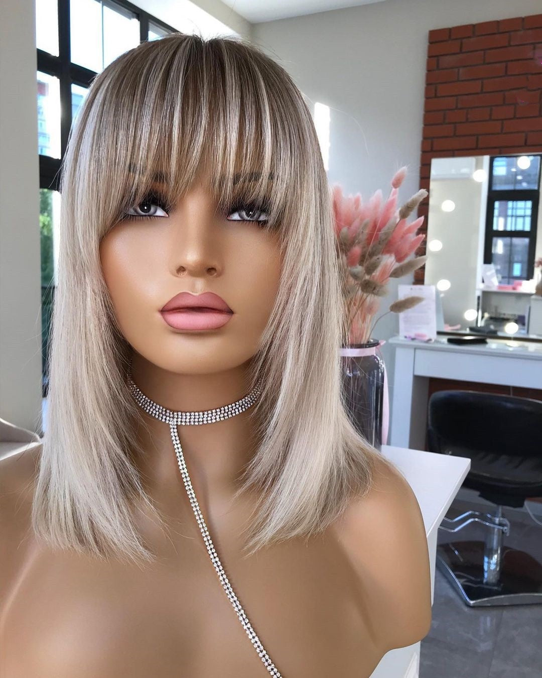 New Arrival 613 Highlight Color Natural Straight Bob Wigs With Bangs Peruvian Hair Wig