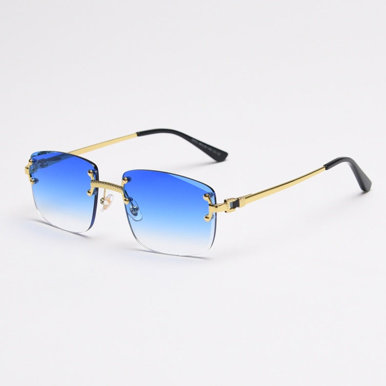 HBK Frameless trendy sunglasses 2023 luxury rectangle rimless sunglasses men women