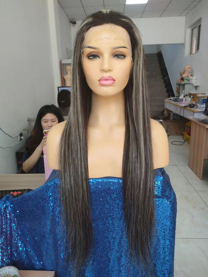Amara latest 8-50inch long hair wigs for womens wig 360 full lace virgin human long hair gray wigs