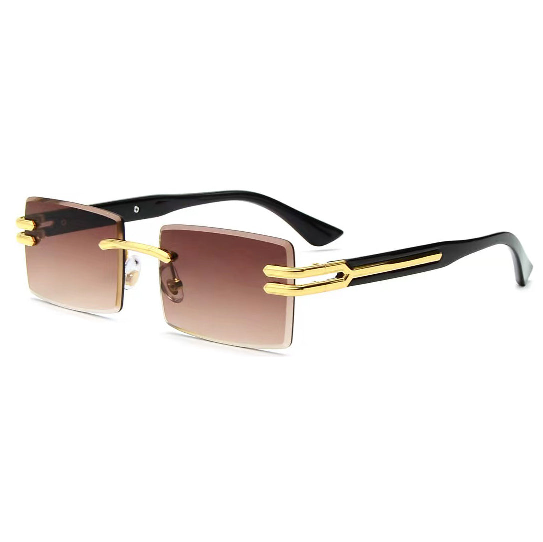 HBK Frameless trendy sunglasses 2023 luxury rectangle rimless sunglasses men women