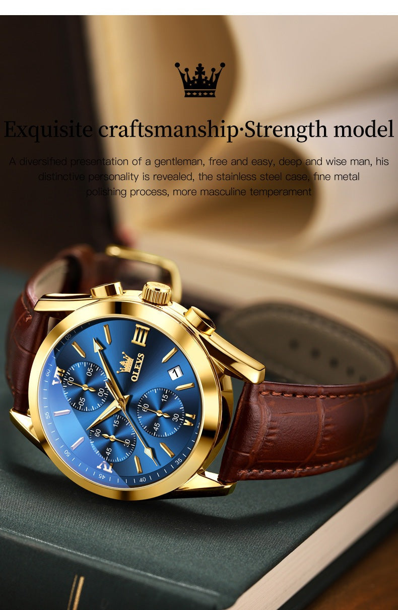 olevs 2872 New Hot factory Fashion Custom Logo Business high-grade Classic Tourbillon Leather Waterproof Men's Quartz watches