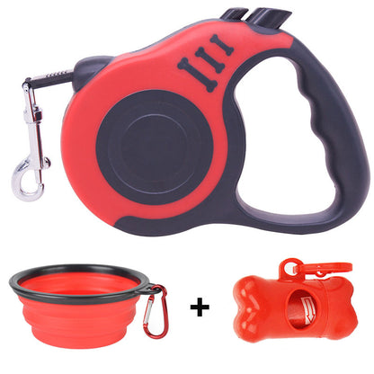 Retractable Dog Leash With Dog Poop Waste Bag Dispenser And Dog Bowl Heavy Duty Walking Limit For Pet Leash Pet Accessories