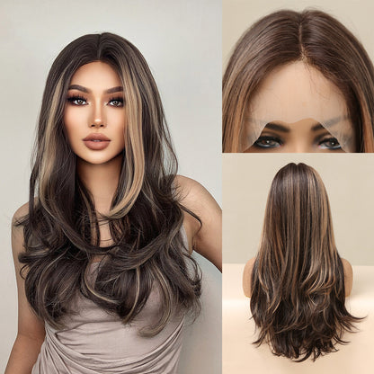 HAIRCUBE Wigs Factory Ombre Grey Long Wavy Synthetic Lace Part Hair Wigs For Women Heat Resistant Fiber Daily Use wigs supplier