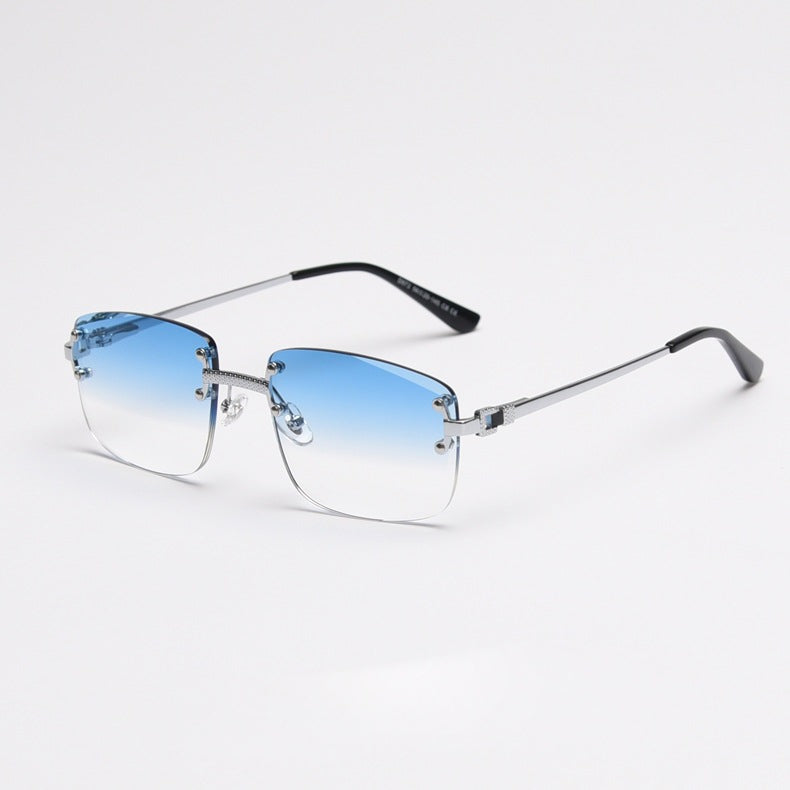 HBK Frameless trendy sunglasses 2023 luxury rectangle rimless sunglasses men women